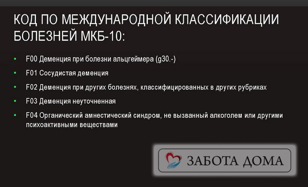 Код F00 03 в структуре МКБ 10